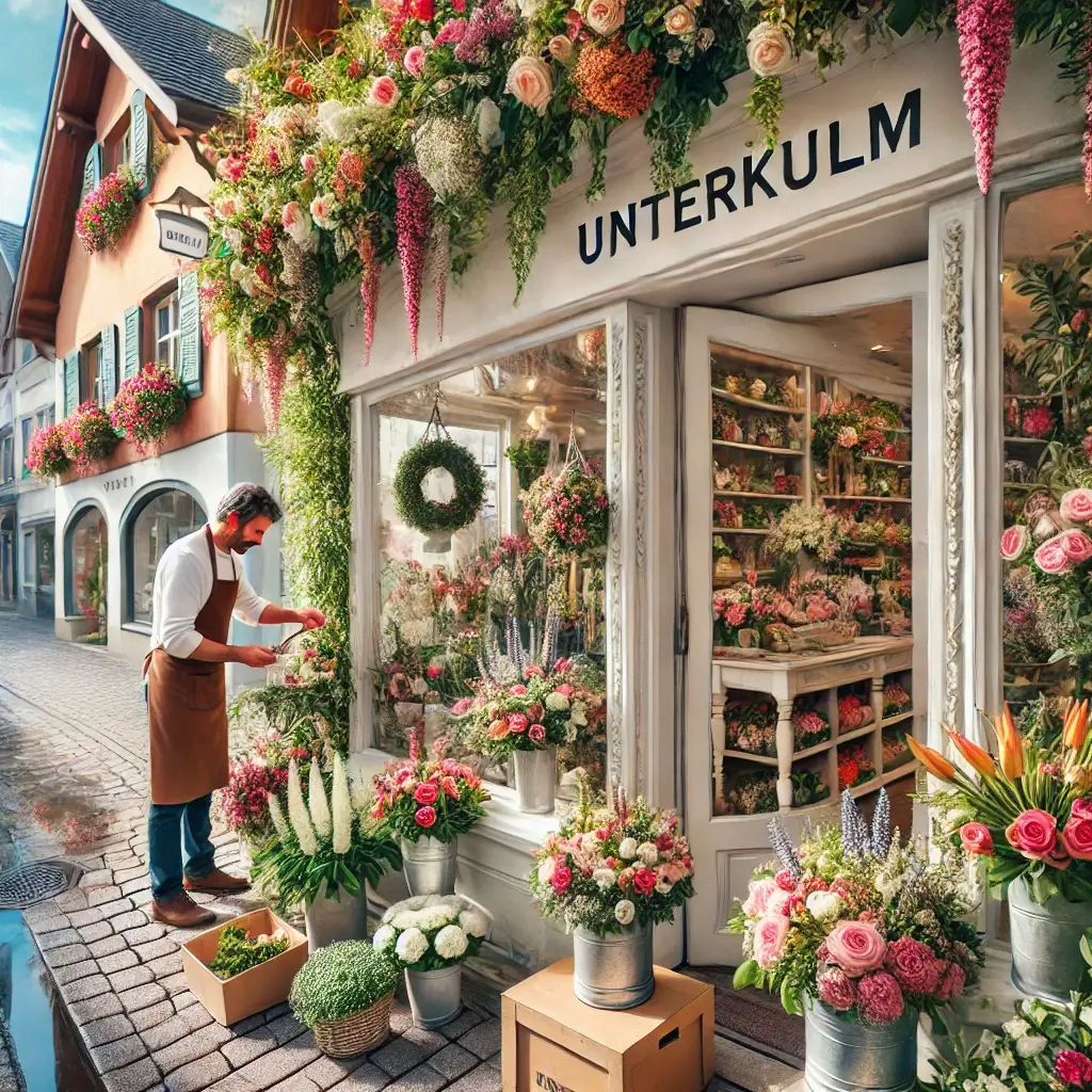 Florist in Unterkulm arrangiert Blumenstrauss für die Lieferung.